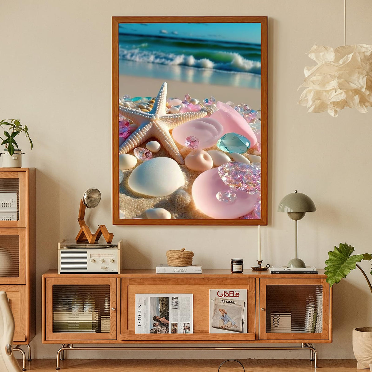 Beach Diamond Art Kits for Adults, Sea Stone Diamond Painting Kits for Adults Beginners, DIY 5D Beach Landscape Diamond Painting with Round Gem Art Kits for Gift Home Wall Decor 12x16 Inch Fountor