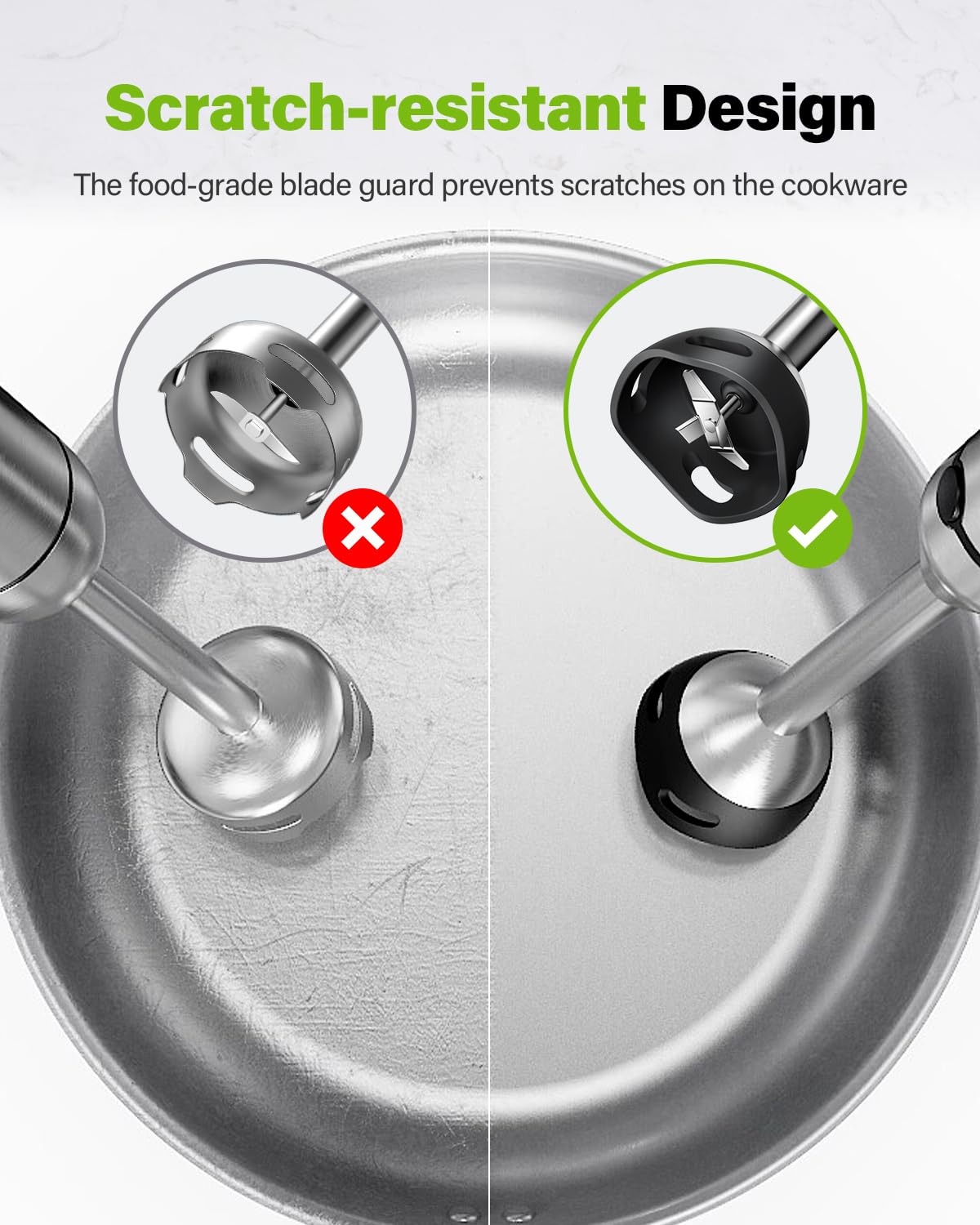 GDOR 1000W 6-in-1 Immersion Blender, Stainless Steel Scratch Resistant Immersion Blender Handheld with 20 Speeds, Hand Blender with Whisk, Chopper, Beaker, Egg Beaters and Dough Hooks, Black GDOR