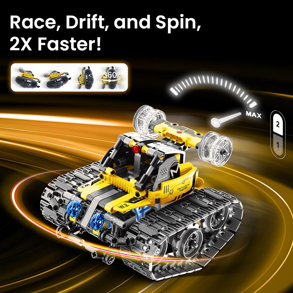 Sillbird Robot Building Kit with Remote Control Gifts for Kids Boys Ages 8-13, Coding STEM Robotic Technic Racer Car Toys for Birthday, Build 6in1 Model with 631 Pieces Sillbird