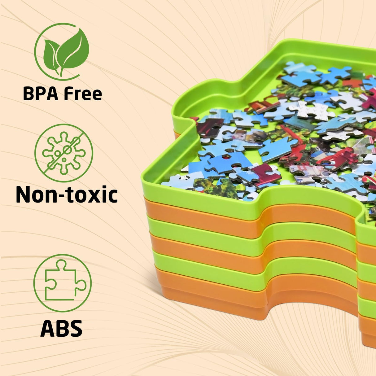 HUADADA Puzzle Sorting Trays, Plastic Jigsaw Accessory Up to 1500 Pieces, Stackable Organization Portable Sorter Holder, 7.8 x 7.8 inch (Pack of 6) HUADADA