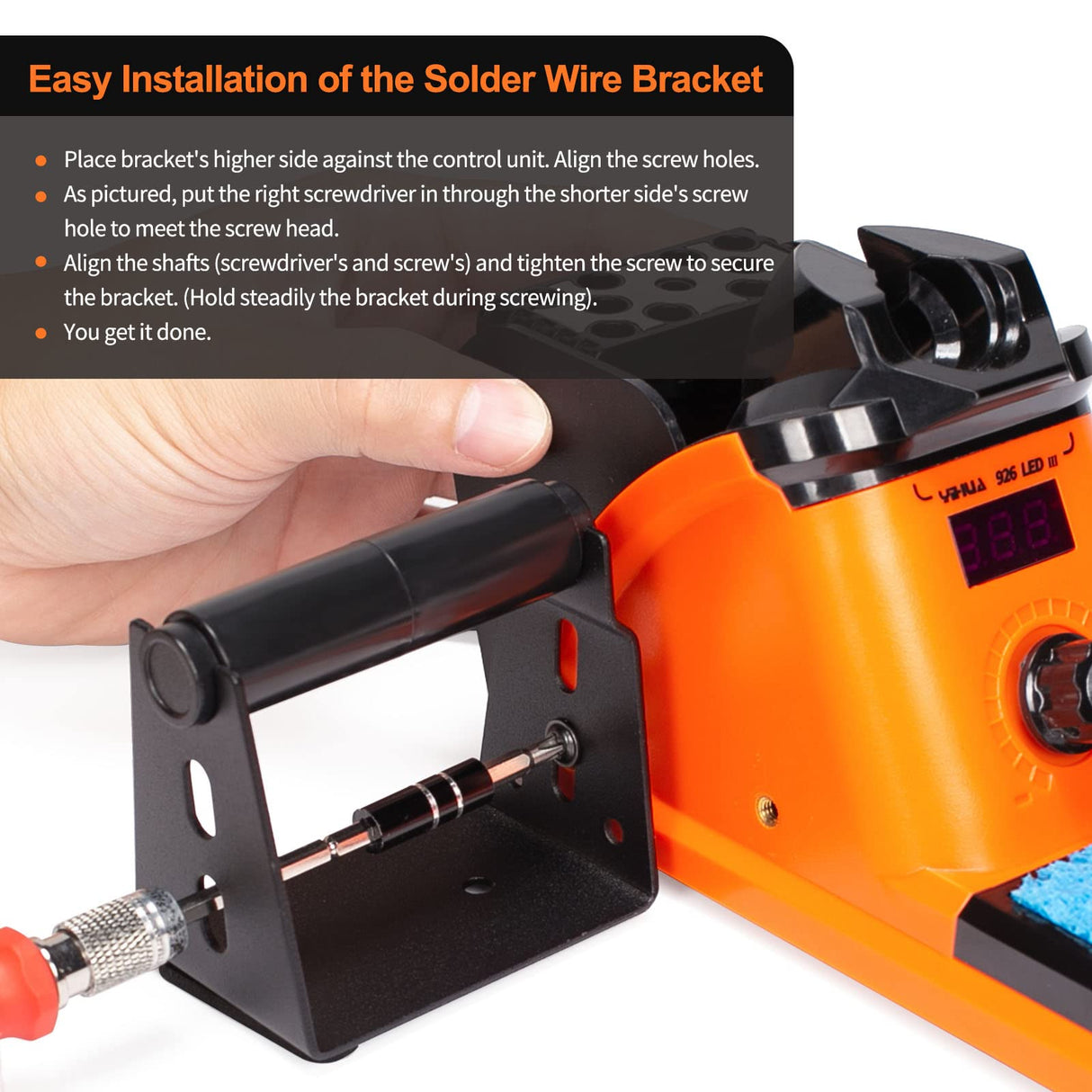 YIHUA 926 III 60W LED Display Soldering Iron Station Kit w 2 Helping Hands, 6 Extra Iron Tips, Roll of Lead-Free Solder, Solder Sucker, S/S Tweezers, °C/ºF Conversion, Auto Sleep & Calibration Support YIHUA