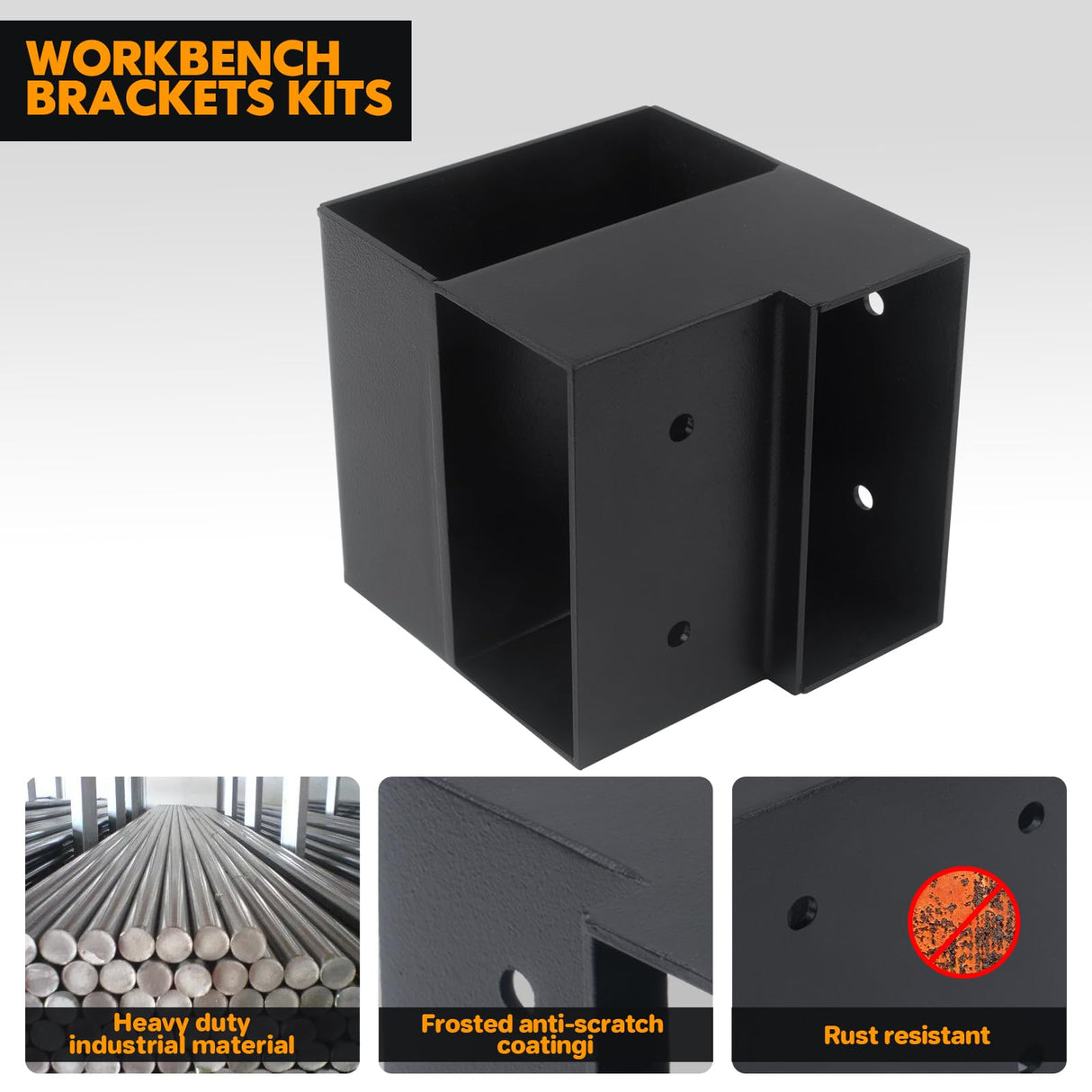 Heavy Duty Workbench Bracket Kit - 8 Pcs Steel 3-Way Right Angle Corner Brackets for DIY Custom Workbench, Shelving, Work Table, Fits 2x4 (Actual 1.5"x3.5") Wood GOOCORREC