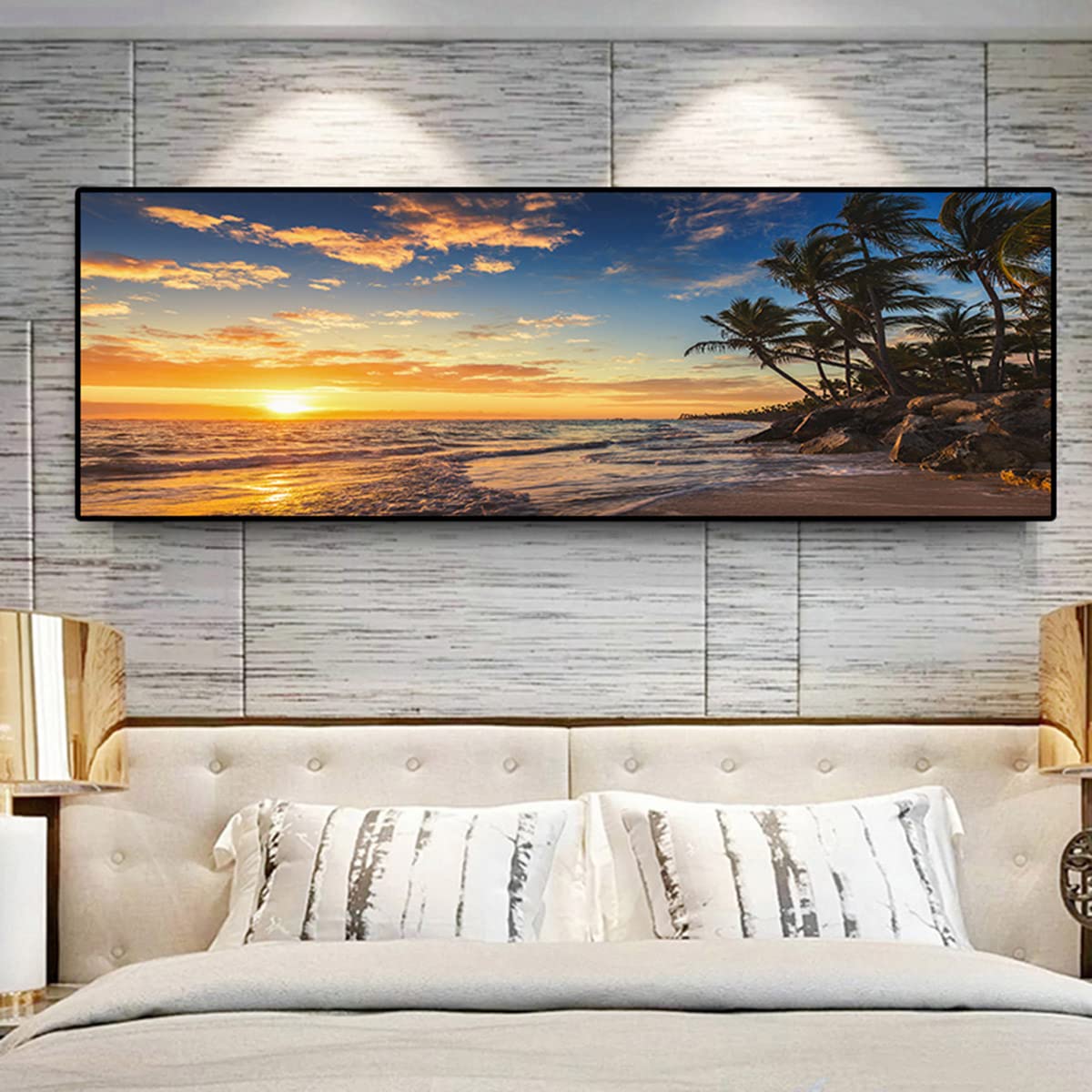 Instarry DIY 5D Diamond Painting Large Size Full Drill Beach and Sunset Rhinestones Cross Stitch Living Room Decorations for Wall Craft Kits 47.2x15.7 inch Instarry