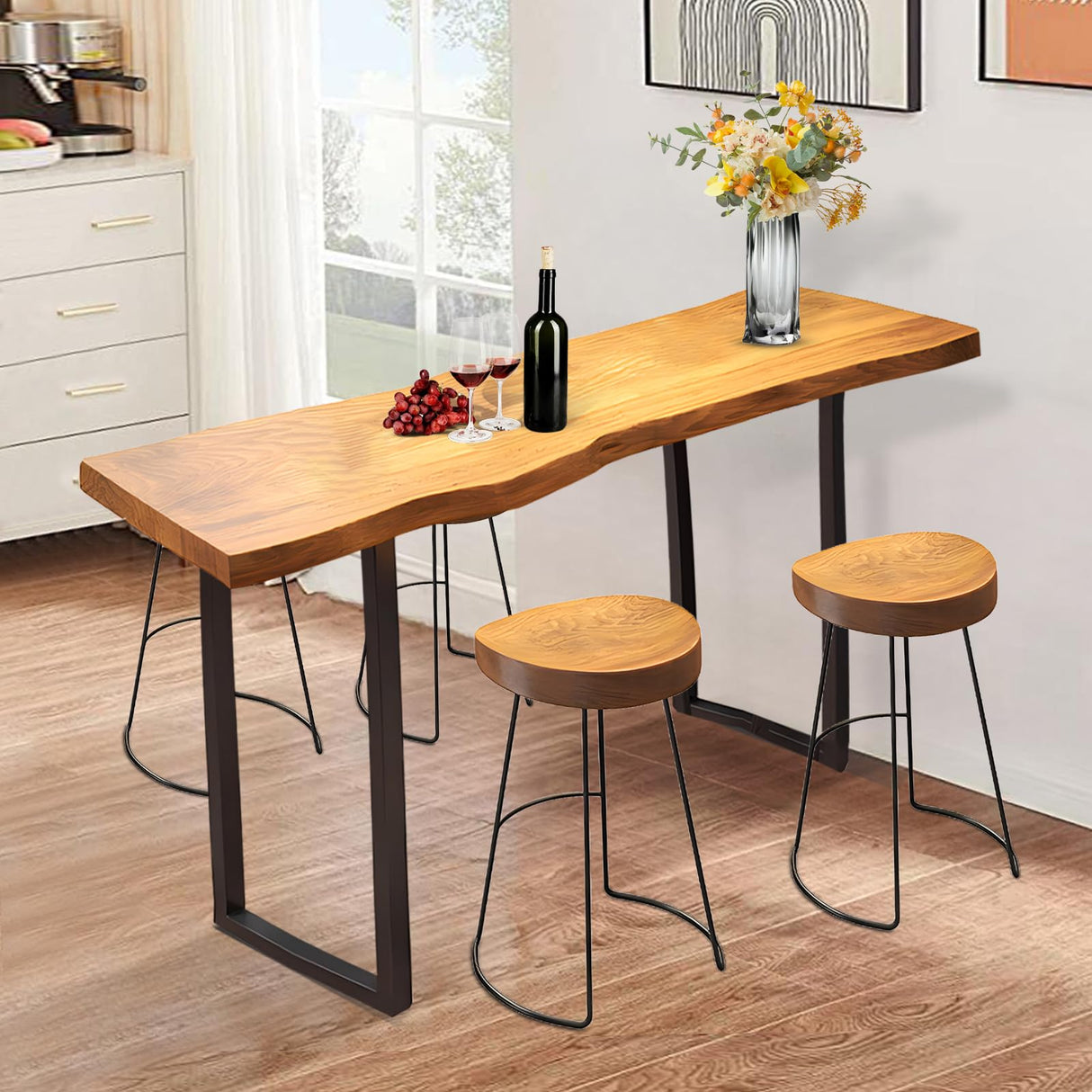 JNMDLAKO Industrial Narrow Bar Table - Solid Wood Counter Height Dining Table for Small Spaces JNMDLAKO