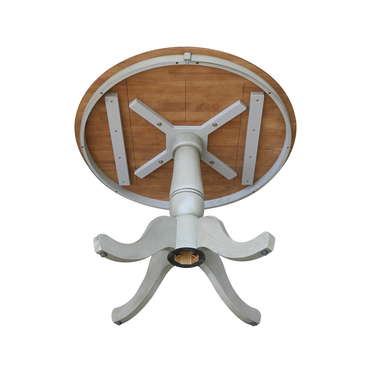 IC International Concepts International Concepts 36-inch Round Top Pedestal Dining Height Table, Distressed Hickory/Stone IC International Concepts