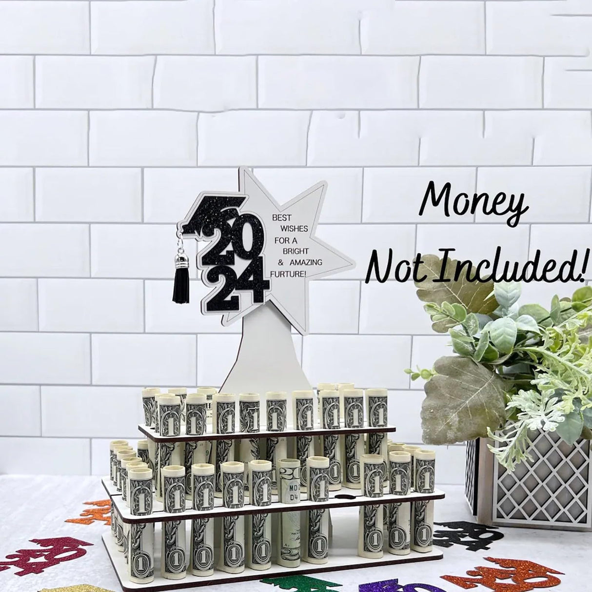 Graduation Money Holder, 2024 High School Graduation Gift Money Holder Congratulation Card Holder Money Cake for Graduation Party Graduation Gift Cake Layered Wallet Ornament-Black Generic