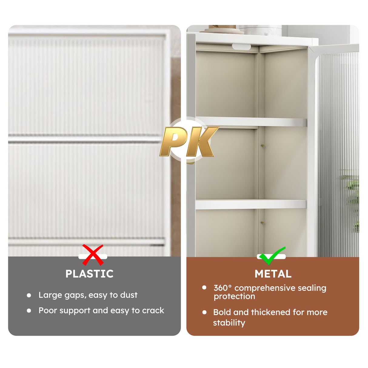 67.3" Kitchen Pantry Storage Cabinet,Display Storage Cabinet with Acrylic Glass Doors, Adjustable Shelves & Wheels,Metal Tall Food Pantries Cabinets,for Kitchen, Living Room and Dining Room, White Legendstone