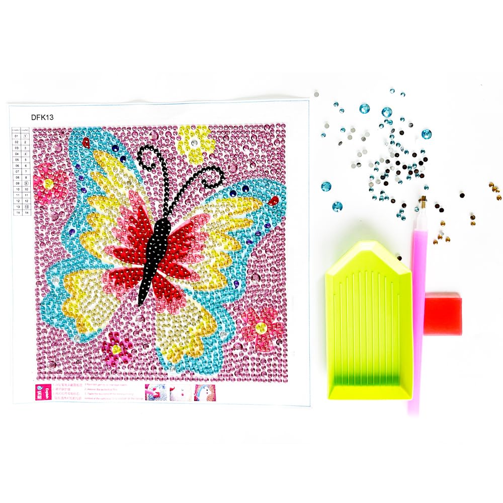 5D Diamond Painting Kits for Kids, Big Gem Diamond Arts Kits for Girls Boys,Alpaca Butterfly Easy Dot Painting Rhinestone Jewel Art,Panda Dog Whale Paint by Stickers for Kids 9-12 ages(6 PACK) DIYDECORFUN