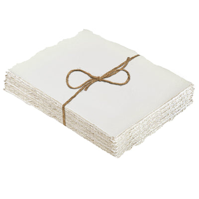 25 Sheets Watercolor Paper 300gsm Handmade Paper Sheets 8 x 6inch Deckled Edge Paper Rough/Textured Cotton Paper Ivory White Textured Paper for Watercolor, Writing Calligraphy, Invitations, Crafts