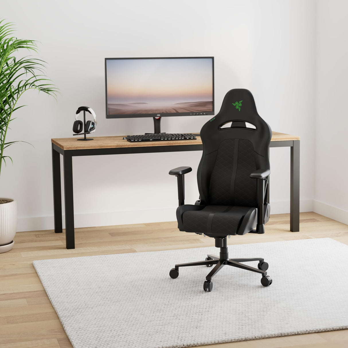 Razer Enki X Essential Gaming Chair: All-Day Comfort - Built-in Lumbar Arch - Optimized Cushion Density - Dual-Textured, Eco-Friendly Synthetic Leather - Adjustable 152-degree Recline - Black Razer