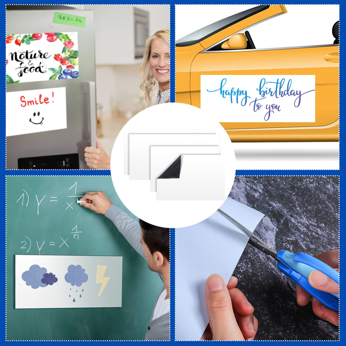 Tallew 4 Pcs Blank Magnets for Vehicles Rounded Corners Blank Car Magnet Set Door Blank Magnetic Sign Sheet Vinyl Magnetic Sheet for Advertise Business Company Logo, 18 x 12 Inches, 24 x 12 Inches Tallew