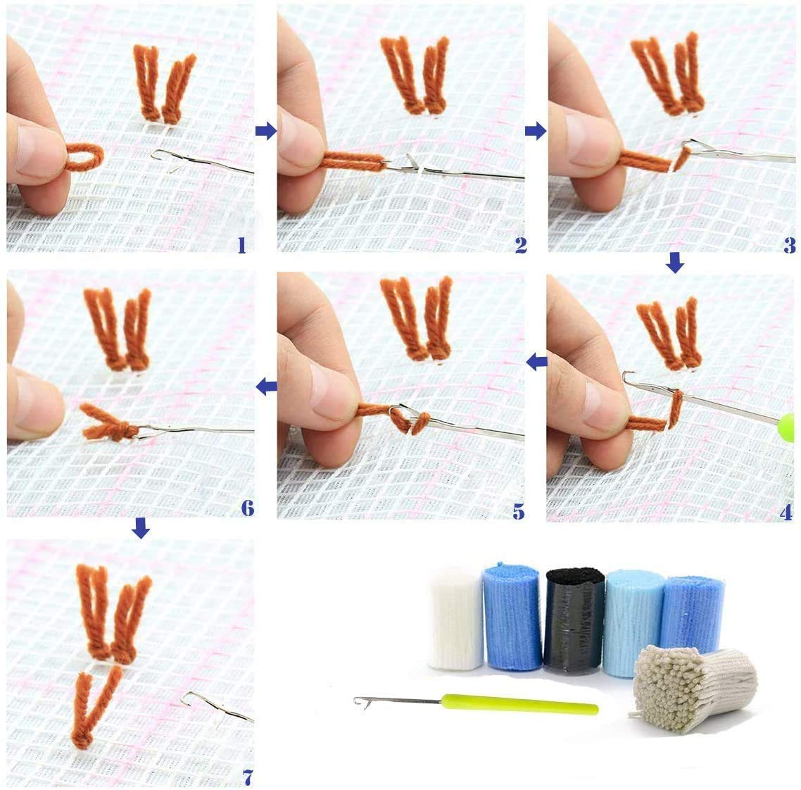 DoYBSelf Latch Hook Kits for Beginner,Crocheting Carpet Rug Acrylic Yarn Pre-Printed Canvas Cushion Mat Tapestry Sofa Decor Gift,Horse,20" x 15" DoYBSelf