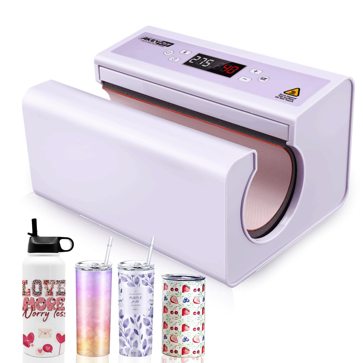 AKEYDIY Auto Tumbler Heat Press Machine, 30 OZ Tumbler Mug Heat Press Touch Screen, with Temp and Time Setting, Fast & Even Heating for 11-30oz Sublimation Tumblers, Mug, Cup (Purple Auto Mug Press) AKEYDIY