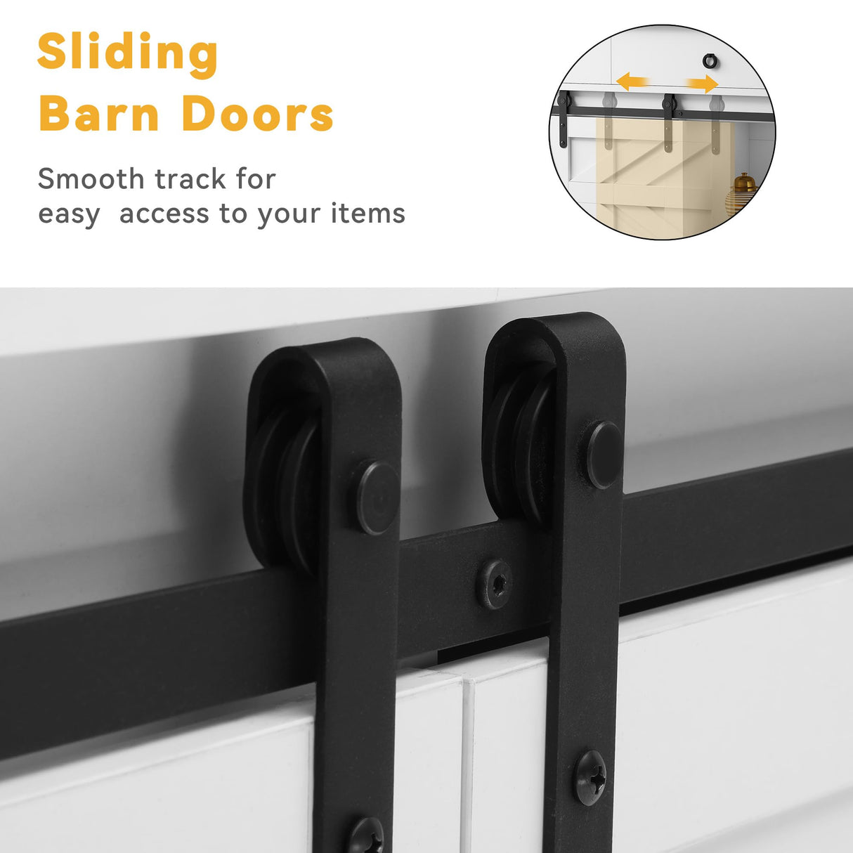 YITAHOME 54" Farmhouse Dresser for Bedroom, Large Modern Chest of Drawers, Wood Rustic Dresser TV Stand with 5 Drawers & 2 Sliding Barn Doors for Living Dining Room, Entryway, Hallway YITAHOME