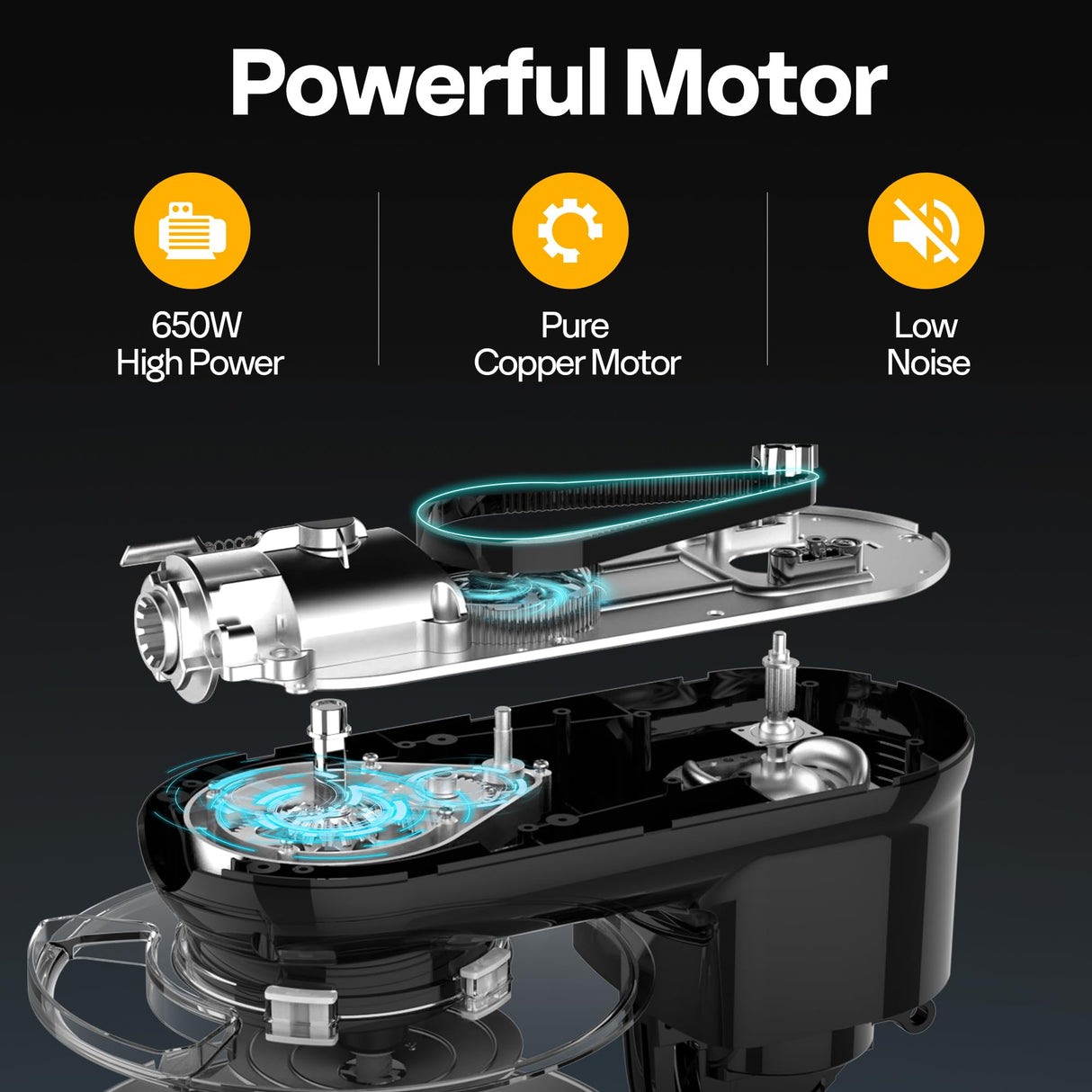 VIVOHOME 3 in 1 Multifunctional Stand Mixer with 6 Quart Stainless Steel Bowl, 650W 6 Speed Tilt-Head Meat Grinder, Juice Blender, Black VIVOHOME