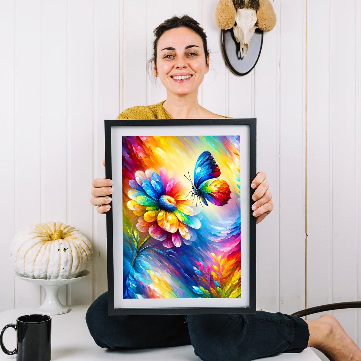 YOMEIA 5D Diamond Painting Kits for Adults Full Drill Butterflies and Flowers Diamond Art Paint with Round Diamonds DIY Gem Painting Kit for Home Wall Decor(11.8x15.7in) YOMEIA