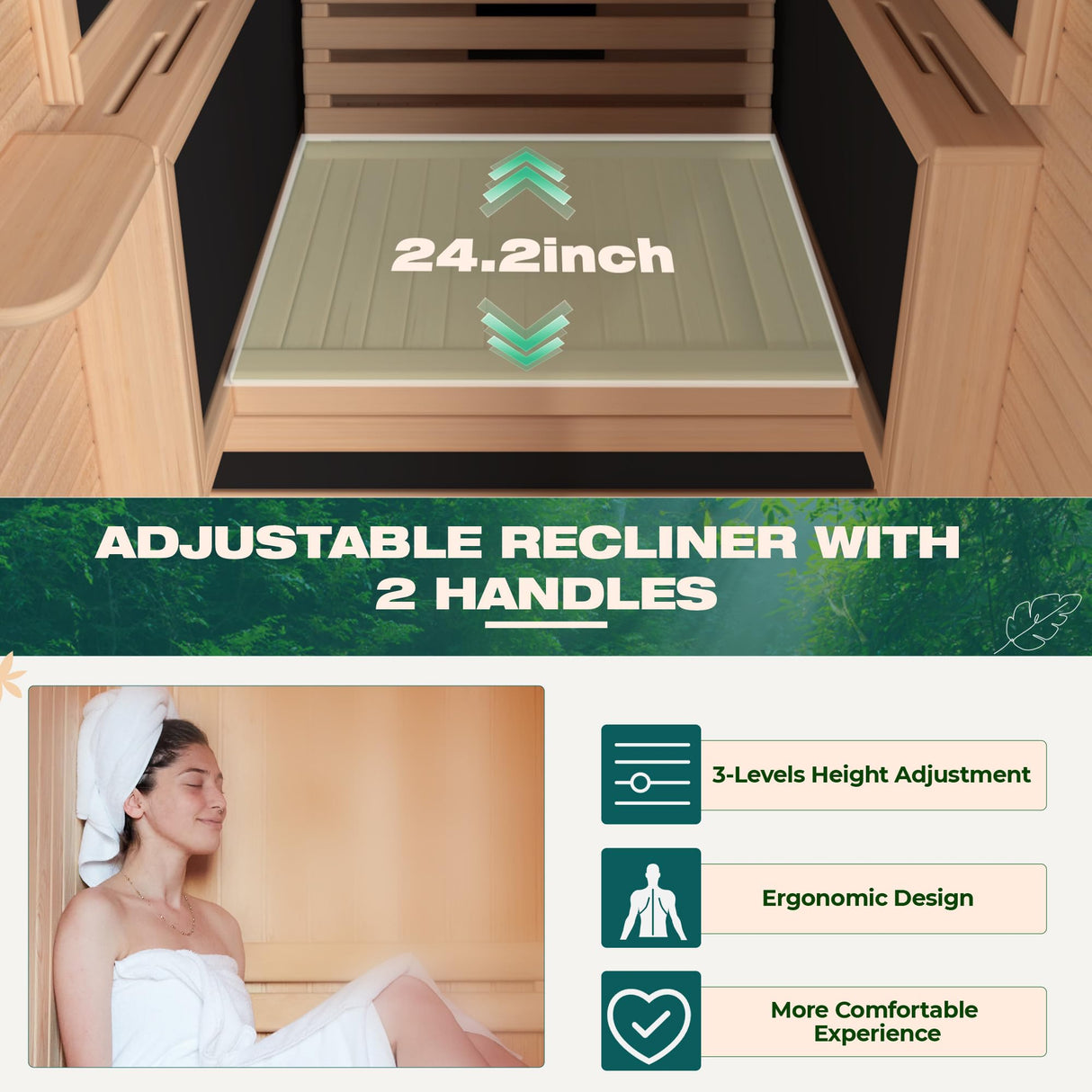 BNEHS Full Spectrum Infrared Sauna, 1 Person Home Sauna Spa Room with Adjustable Backed Chair, Indoor Dry Sauna with Rapid Heating 7 Carbon Panels and 1 Carbon Tube, Canadian Hemlock,120V BNEHS