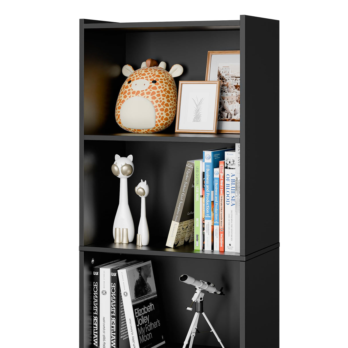 SUPER DEAL Wood Bookcase 5-Tier Open Shelf Narrow Tall Cube Bookshelf for Small Spaces Freestanding Display Storage Organizer for Kids Bedroom Home Office Apartment, 52 Inch Black SUPER DEAL