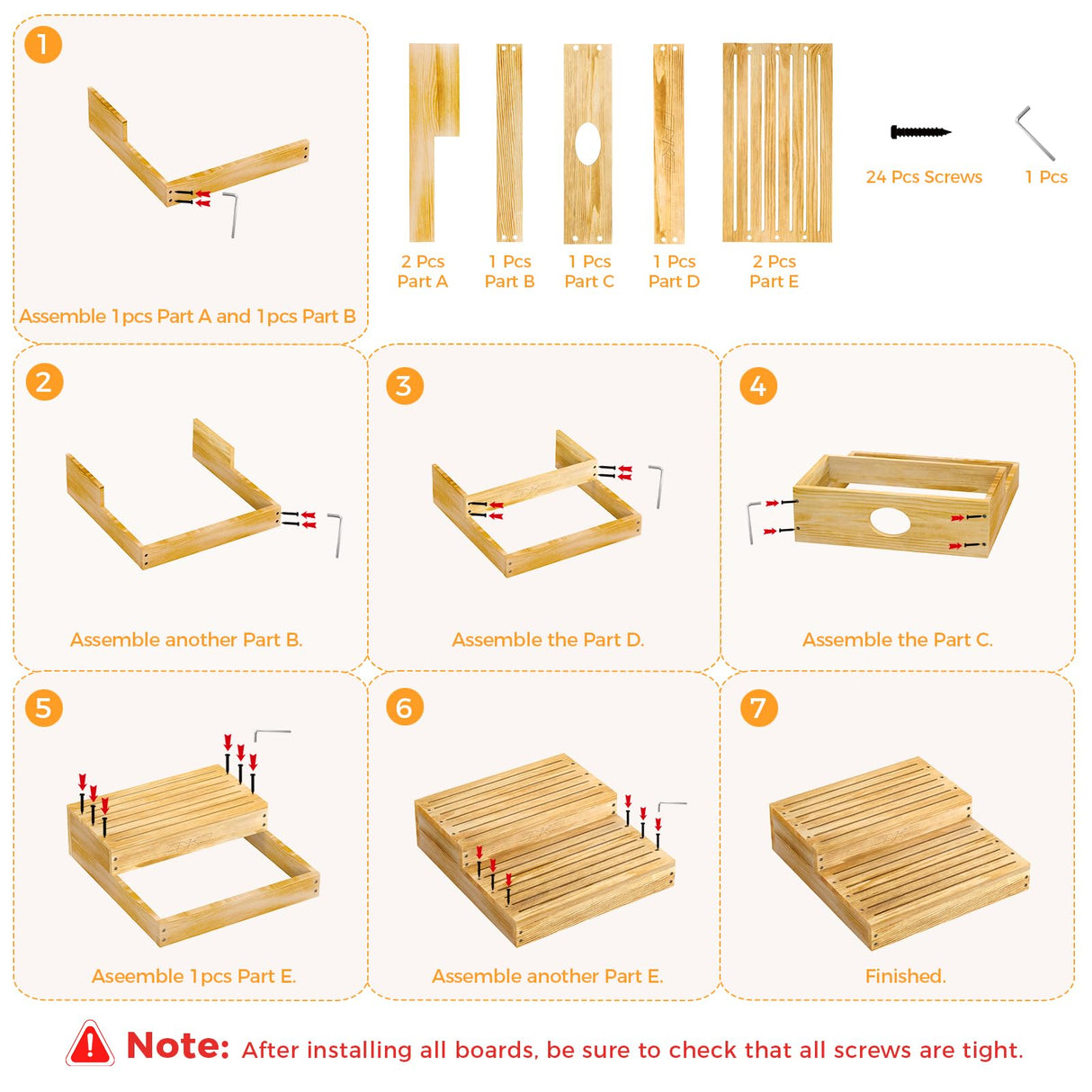 Wooden 2 Step Stool for Toddlers, Elderly Step Stool 6 Inches Height Bedside Kids Wooden Step Stool Stair Assist for High Bed, Bathroom, Garden Nature Solid Large Wood Stool, Indoor Outdoor 500 LBS ONKO