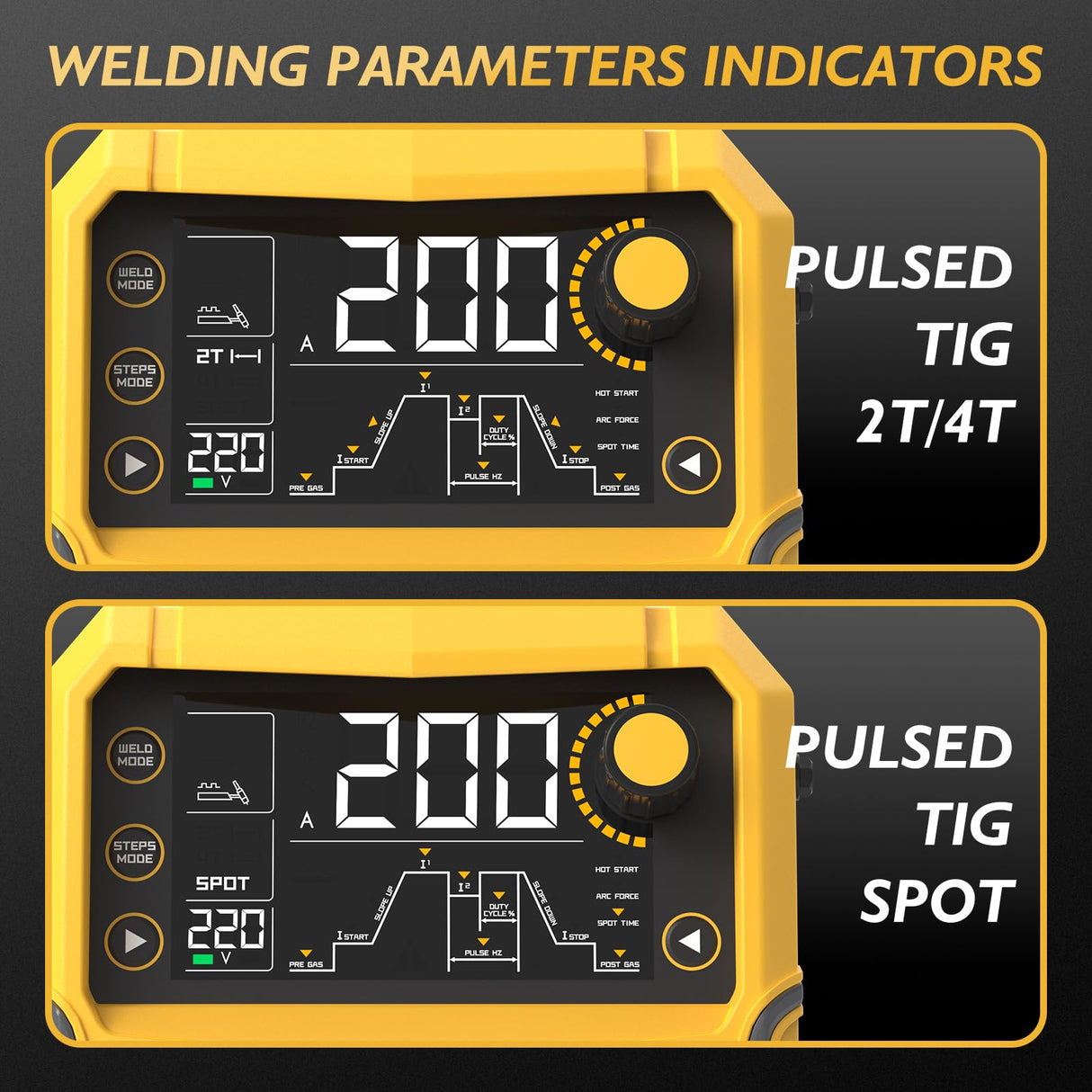 TOOLIOM TIG Welder with Pulse Multifunctional TIG Welding Machine DC TIG/Spot TIG/Pulse TIG/Stick 110&220V Dual Voltage with Large Digital Display TOOLIOM