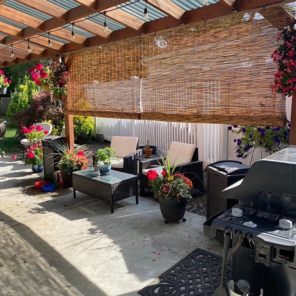 Bamboo Blinds for Patio Sunshades Reed Shade 24 30 34 36 38 40 42 48 56 60 66 Inch Wide Cordless Roman Shades Roller Shades Windows Reed Curtains Anti-UV Bamboo Shades (26.8x17.7x9in : 52" W x 48" H CSXCQM