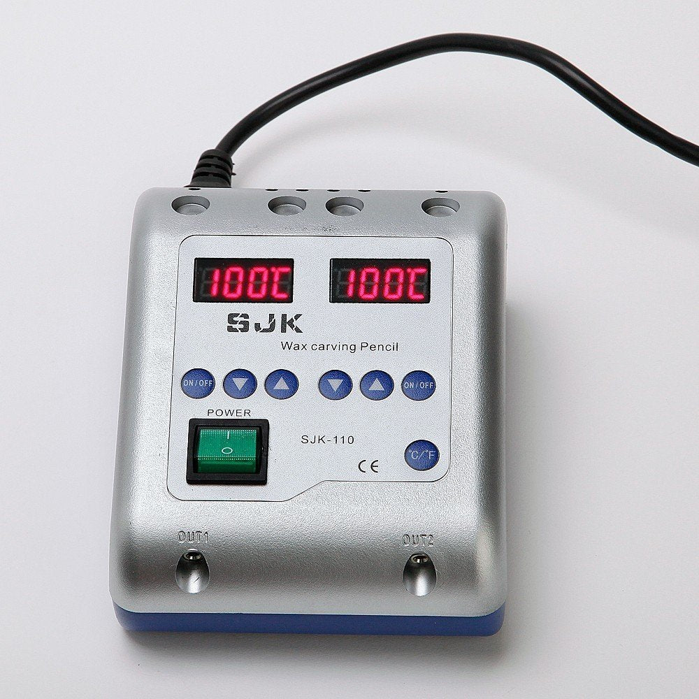 Smiledt Electric Waxer Carving Knife Machine Double Pen and 6 Wax Tip Pot for Dental Lab Smiledt
