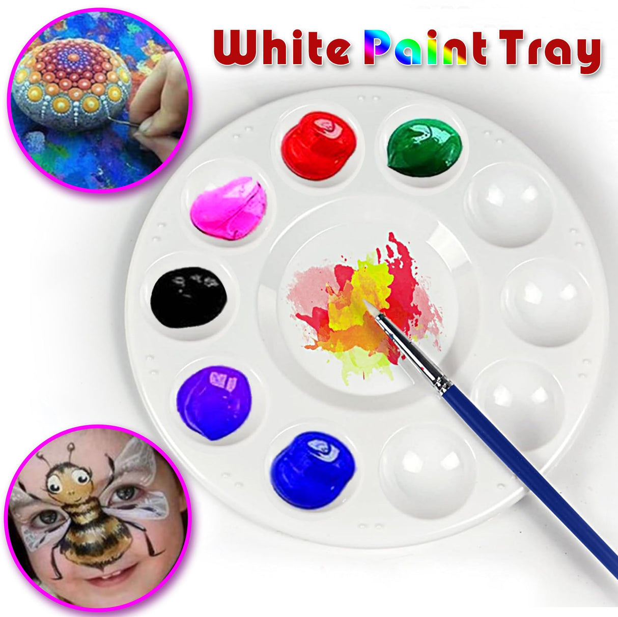 22pcs Paint Palettes, Plastic Paint Tray Palette, Paint Pallet for Adults & Kids, for Painting or DIY Craft Class, White HYL.LL&RQ