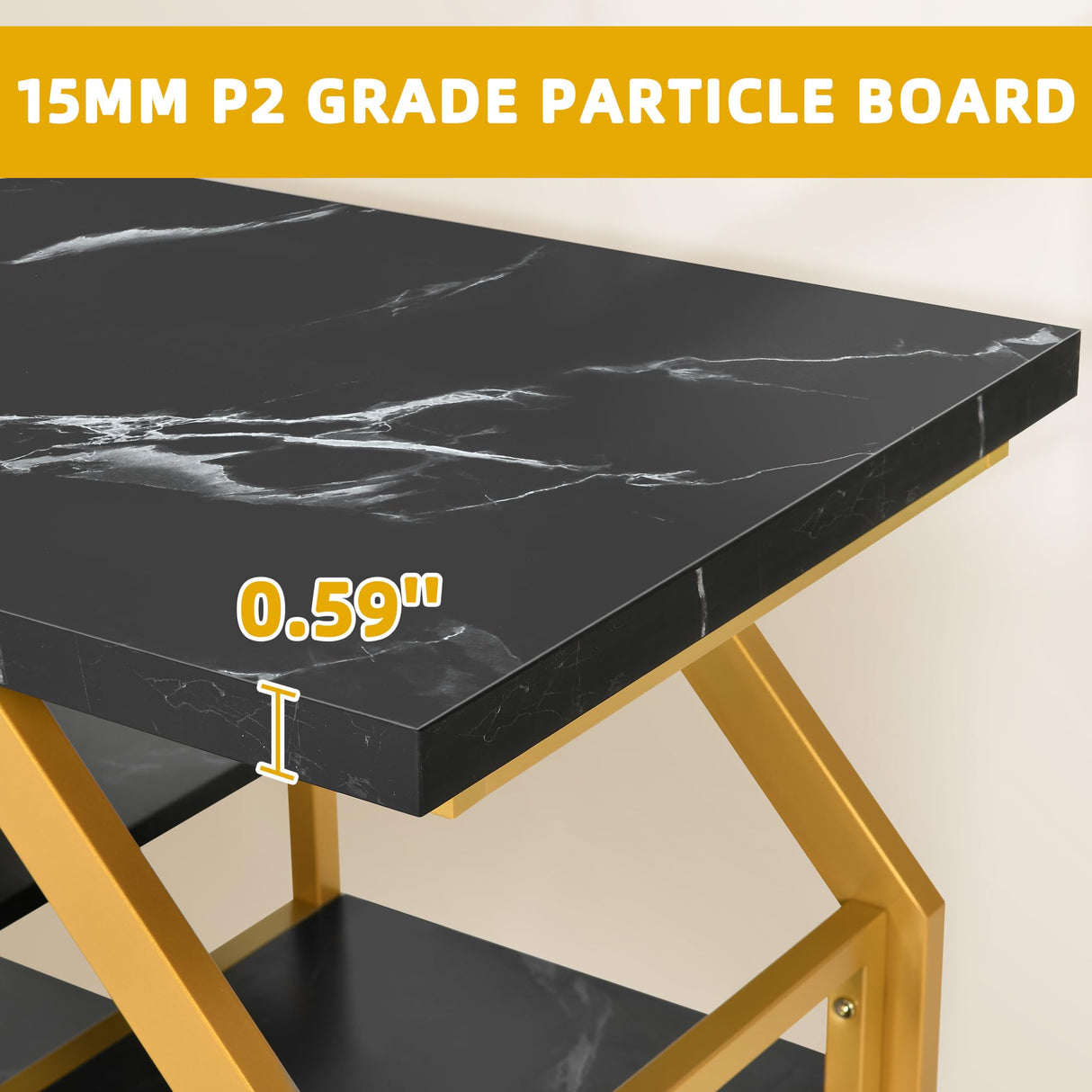 DWVO 55-75 Gallon Aquarium Stand with Power Outlet, Display Stand for Turtle Tank, Reptile Terrarium, Metal Fish Tank Stand Suitable for Living Room, Entryway, 860LBS Capacity, Black & Gold DWVO