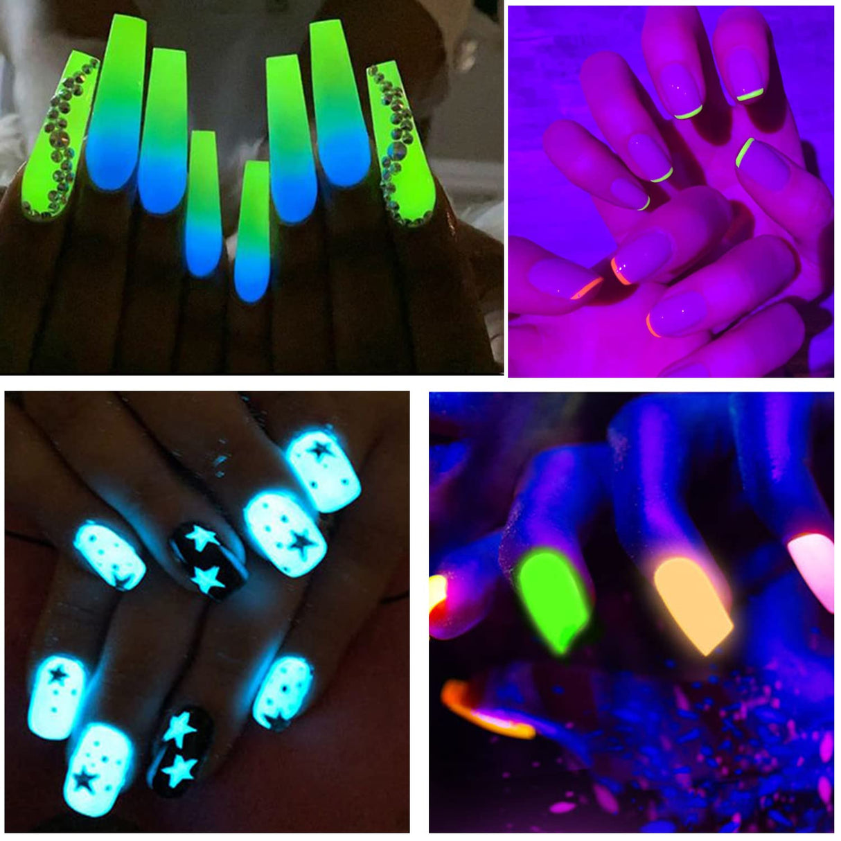 BAIYIYI Glow in The Dark Powder,Pack of 24 Luminous Pigment Powder Night Fluorescent UV Neon Color Changing Pigment Dust for DIY Nail Art Slime Resin Acrylic Paint Ink Non-Toxic BAIYIYI