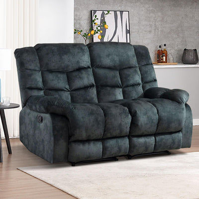 EBELLO Loveseat Recliner Sofa for Living Room, Extra Wide Modern Overstuffed 2 Seat Reclining Manual Sofa Chair, Breathable Fabric and Padded Cushion, Green Grey