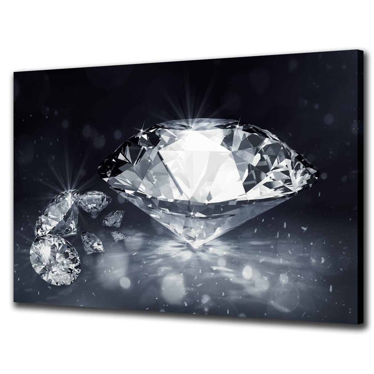 Biuteawal Diamond Wall Art Black White Canvas Print Shining Diamonds Painting Fashion Picture Modern Artwork Home Decor for Living Room Bedroom Bathroom Framed Ready to Hang Biuteawal