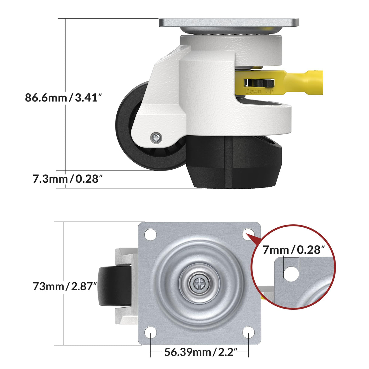 HOLKIE Leveling Casters with Ratchet Handle Design Casters Set of 4 Total Capacity 2200 Lbs Heavy Duty Industrial Casters with Adjustable Leveling Pads (TD60) HOLKIE