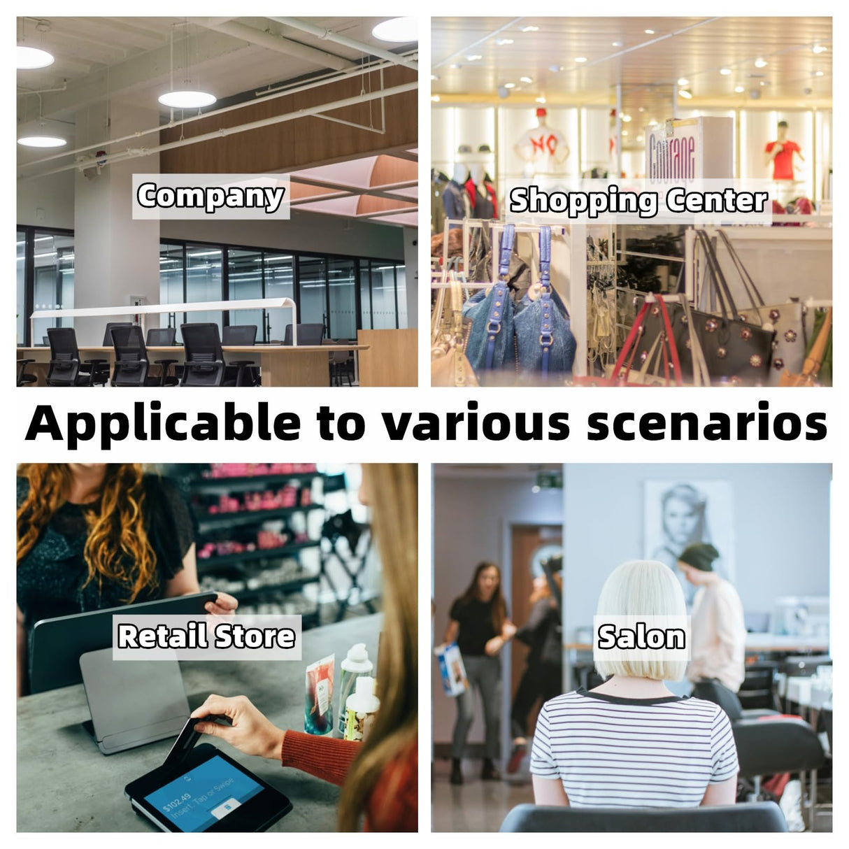 ZGNBSD Reception Desk - Modern Front Desk with Hidden LED Lighting, Customizable Logo, No Assembly Required, Ideal Checkout Counter, Stylish Retail Counter for Professional Spaces (White A, 84") ZGNBSD