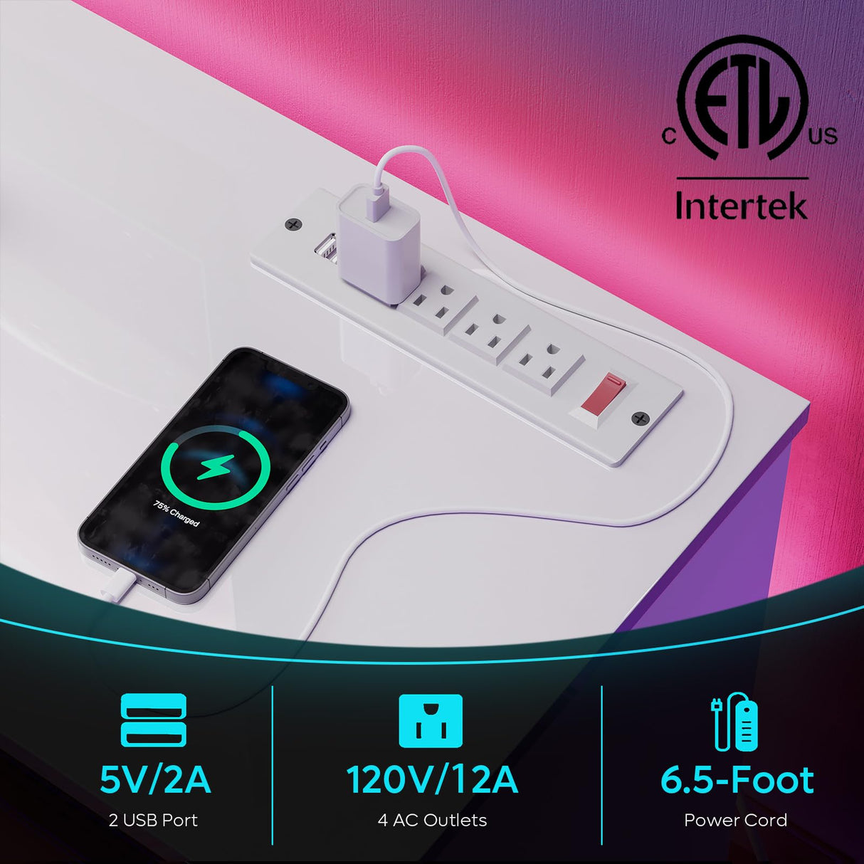 Bestier High Gloss TV Stand for 70 inch TV with Power Outlets, LED Entertainment Center for PS5, Gaming TV Consoles with Glass Shelves for Living Room, 63'' Inch, Bright White Bestier