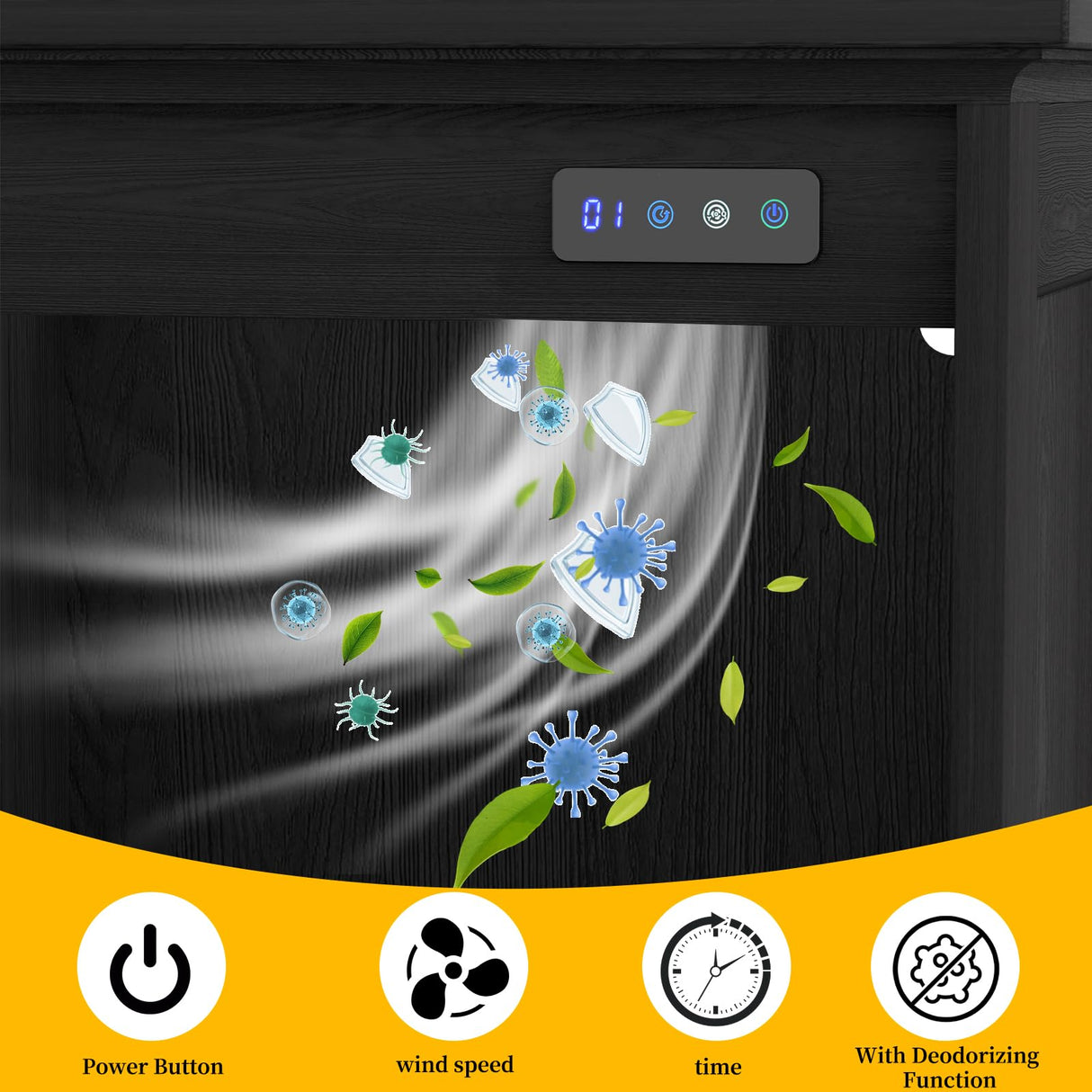 Ymise Tilt Out Trash Can Cabinet, 10 Gallons Trash Cabinet with Deodorising Function, Wooden Freestanding Garbage Can Cabinet for Home and Kitchen Hidden Laundry Hamper Cabinet, Black Ymise