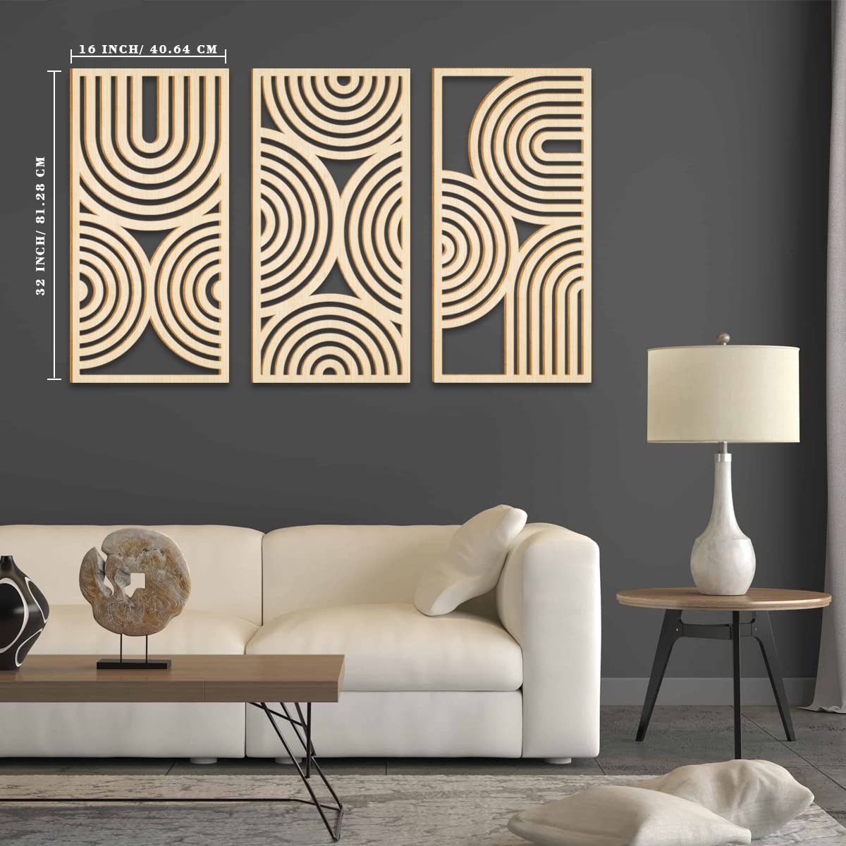 BINCUE 3 Panels Arches Shapes Wall Art Boho Decor Abstract 3D Hollow Wood Wall Art for Kitchen Bathroom Living Room Decorative BINCUE