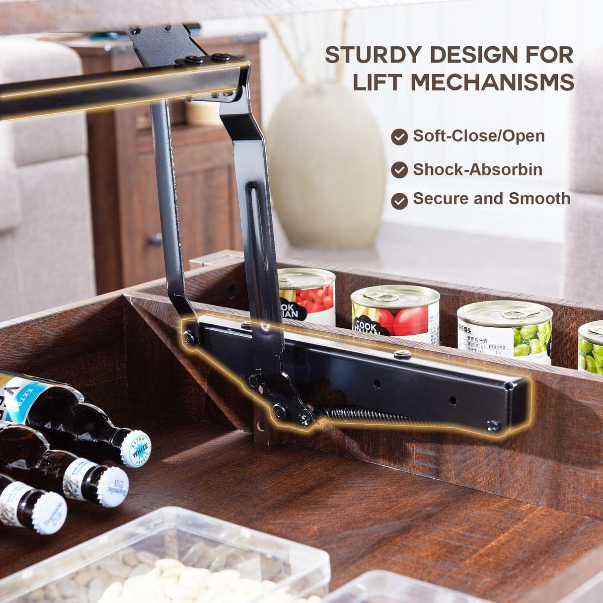 IFGET 48" Lift Top Coffee Table, Farmhouse Cocktai with Sliding Groove Barn Door, Rustic Wood Center Table w/Double Storage Spaces for Living Room, Brown IFGET