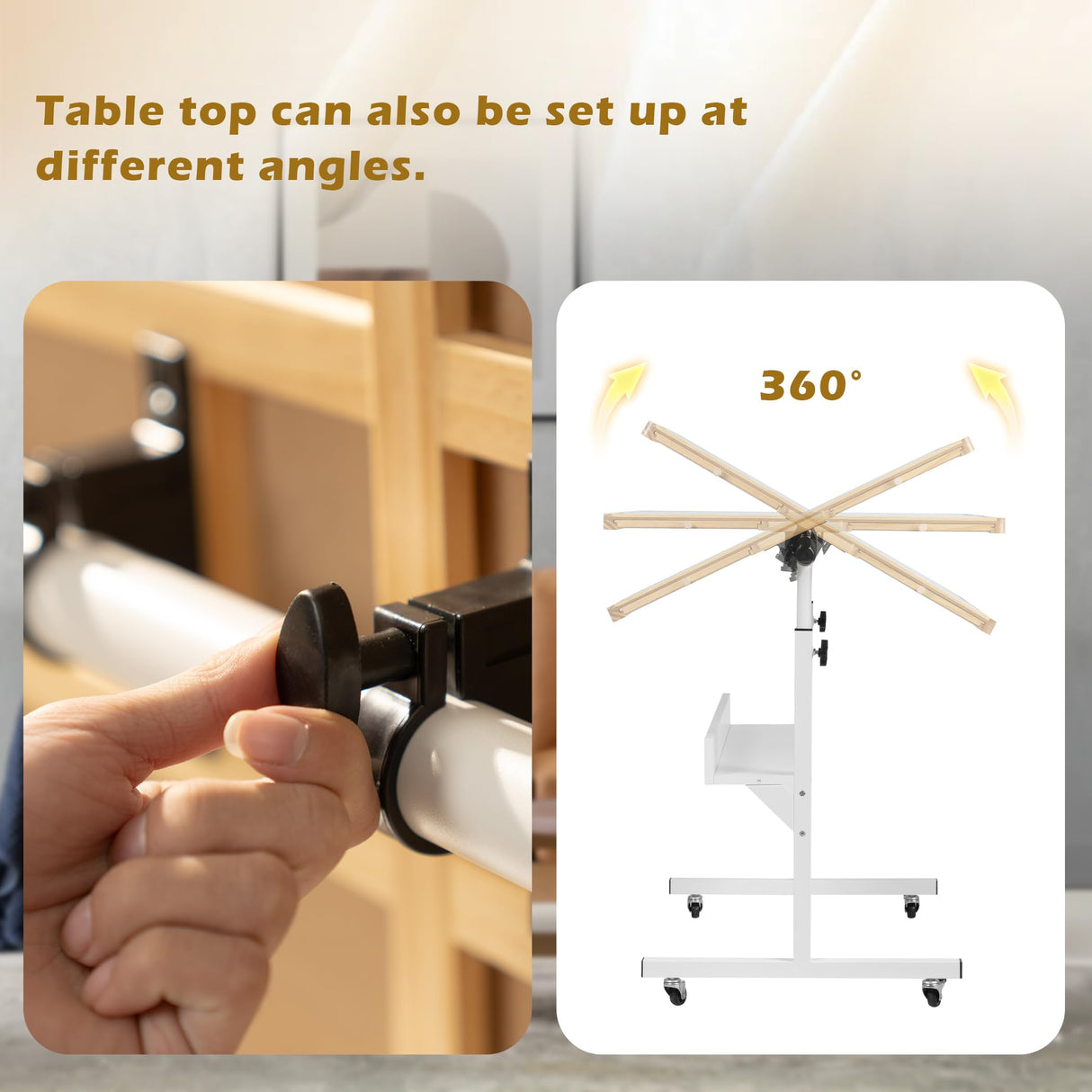 Tektalk Jigsaw Puzzle Table with LED Light, Jigsaw Puzzle Board with Angle & Height Adjustment, Wooden Plateau with Cover, Enclosed with 4 Roller Wheels, for Up to 1500 Pieces Tektalk