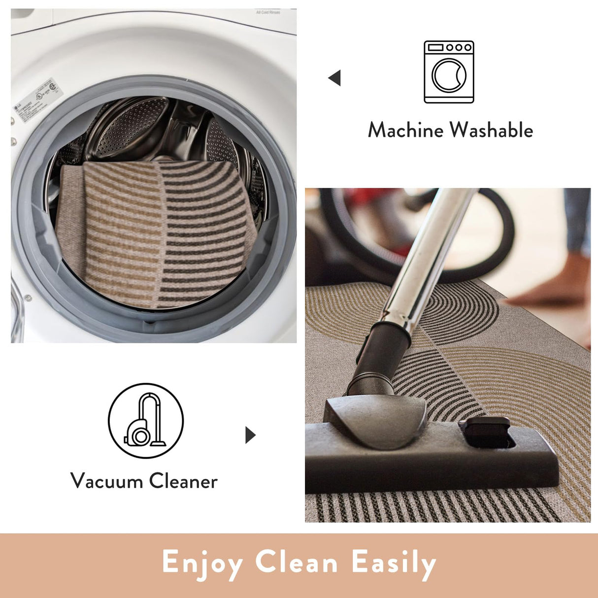 Lahome Modern Rainbow Easy Jute Rug, 2x6 Kitchen Runner Washable Rug Runners for Hallways Farmhouse Carpet Runner, Non Slip Indoor Outdoor Runner Rug Contemporary Door Mat for Laundry Porch Lahome