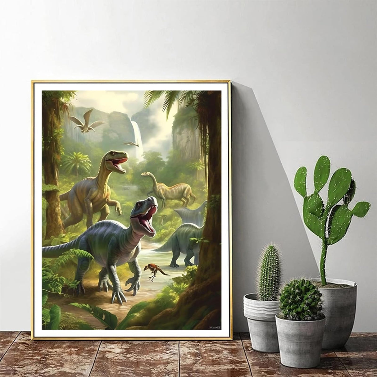 JXAVAXDE Dinosaur Diamond Painting Kits Dinosaurs in Jungle Diamond Painting Kits for Adults 5D DIY Full Drill Dinosaur Diamond Art for Family Home Wall Decor Gifts 12x16 inch JXAVAXDE