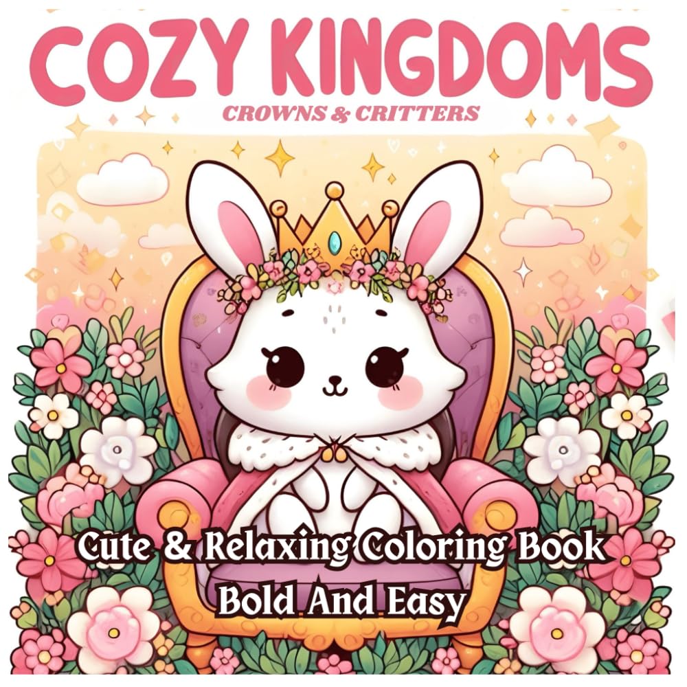 COZY KINGDOMS Crowns And Critters: Bold And Easy Coloring Book For Kids And Adults With 50 Cute Critters In A Magical Kingdom (COZY KINGDOMS Coloring Books) Majosta