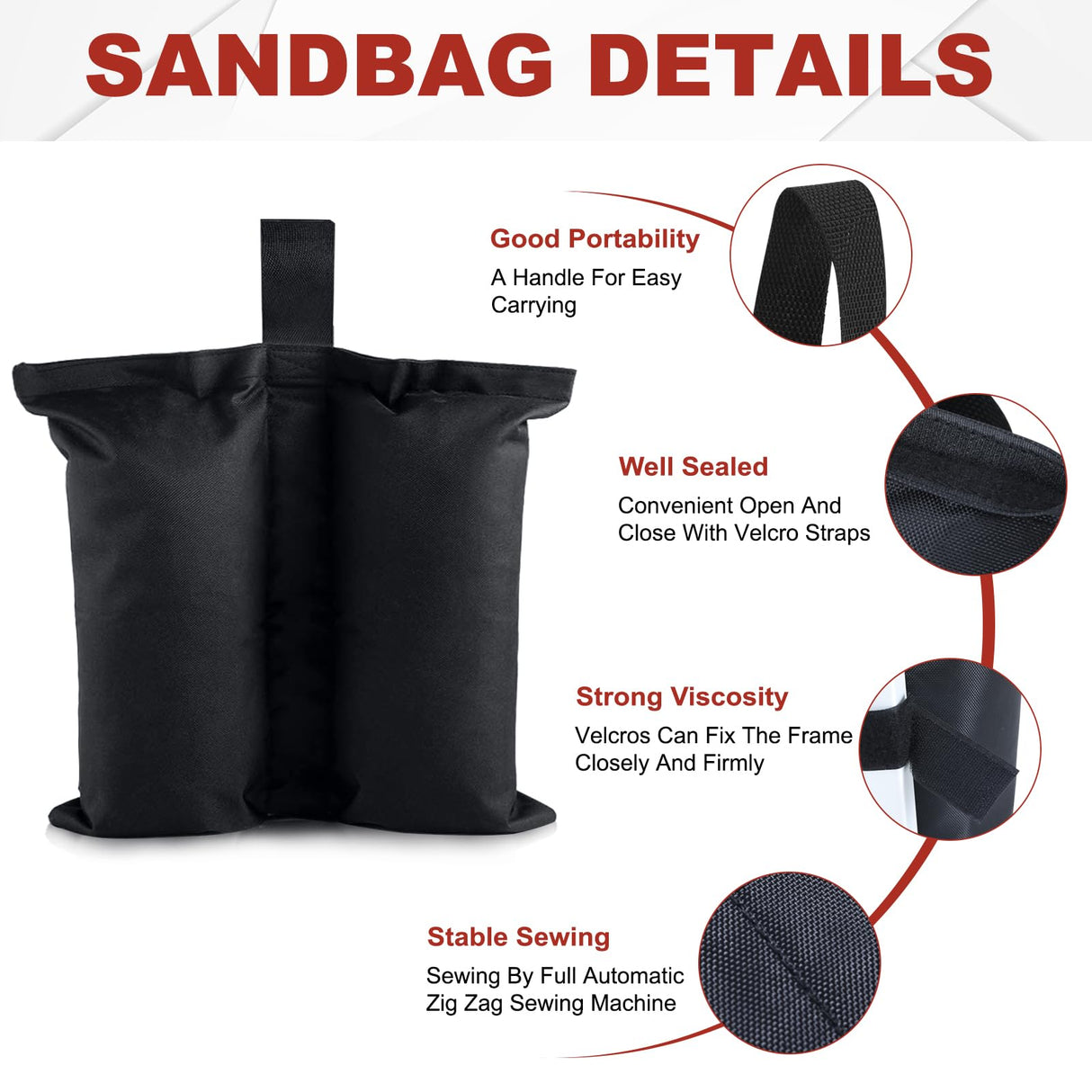 ABCCANOPY Canopy Weights 120 LBS Gazebo Tent Sand Bags,4pcs-Pack (Black) ABCCANOPY