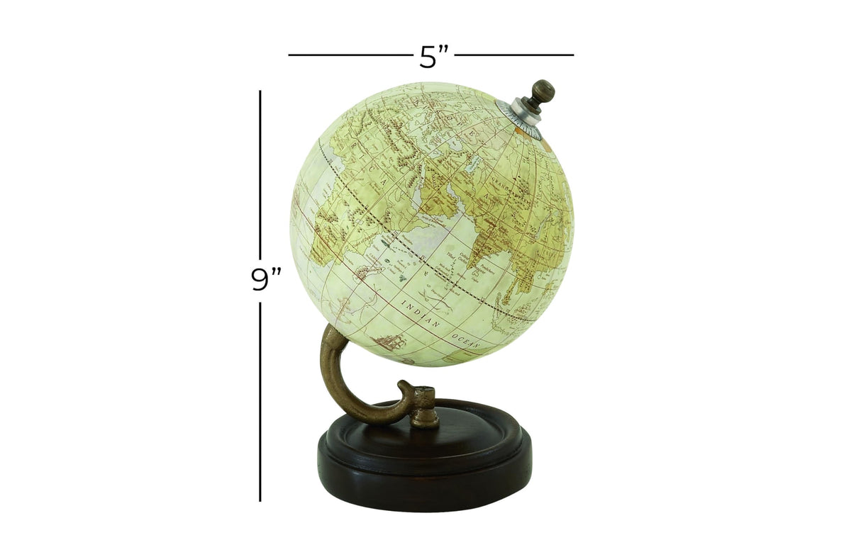 Deco 79 Wood Globe, 5" x 5" x 8", Yellow Deco 79