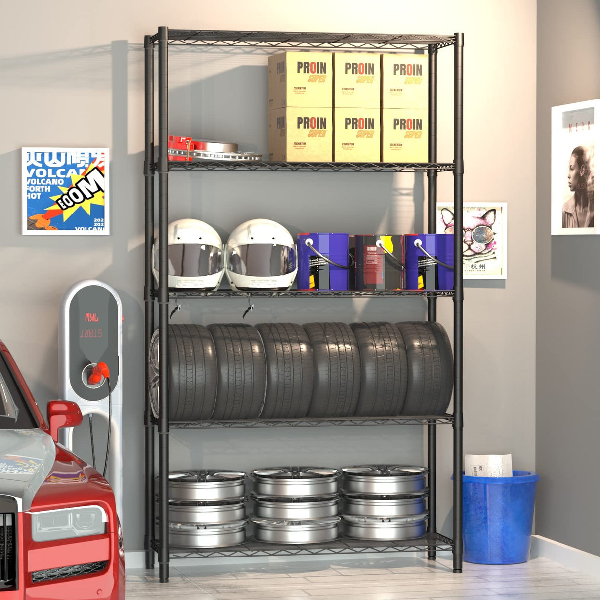 SINGAYE 5-Shelf Adjustable, Heavy Duty Storage Shelving Unit (350 lbs per Shelf), Steel Organizer Wire Rack Storage Shelf for Garage Office Pantry Ktichen, Black (36" W x 14" D x 72" H) SINGAYE