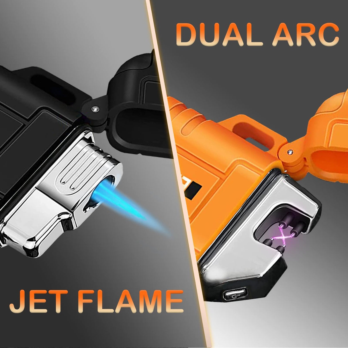 2 Pack Waterproof Lighter for Outdoor, Windproof Torch Lighter, Dual Arc Butane Electric Lighter, USB Rechargeable, Flameless Plasma Lighter for Camping Hiking Adventure Survival Tactical Gear Laffizz