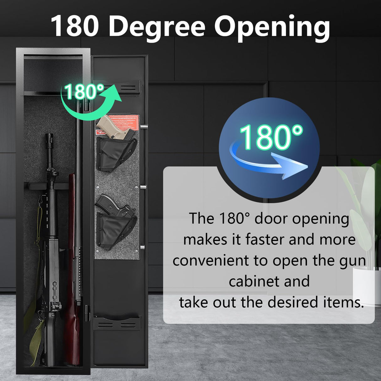 Marcree 2 Gun Safe, Small Rifle Safe with Alarm System, 180 ° Quick Access Gun Cabinet for Rifles and Pistols, Electronic Shotgun Safe with Removable Shelf, Rifle Cabinet with Pistol Bags, Ammo Rack Marcree