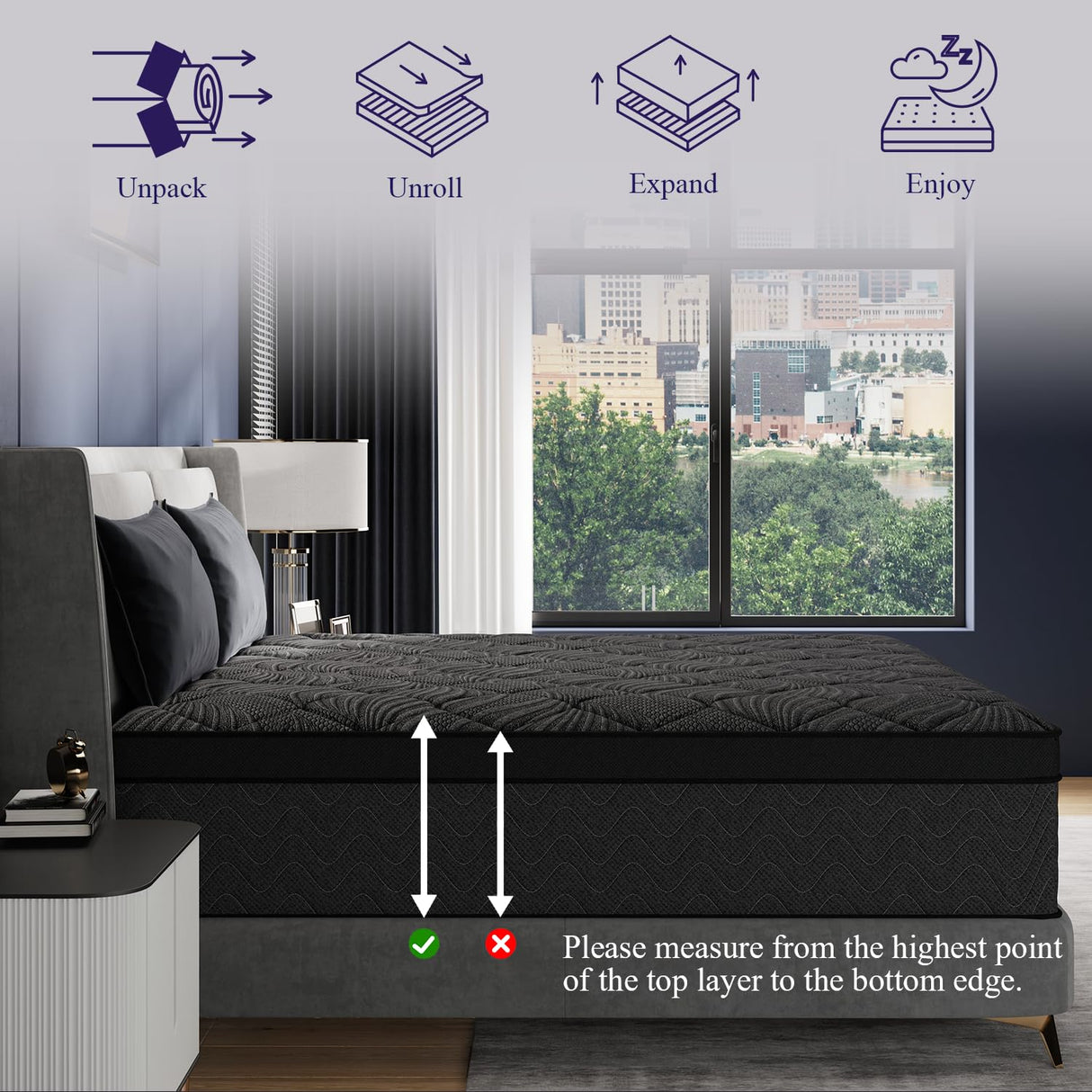BEDingly California King Mattress, 12 Inch Luxury Hybrid Cal King Mattress in a Box, Medium Firm Mattresses with Cooling Gel Memory Foam & Pocket Springs, Double Additional Support, 365-Night Trial BEDingly