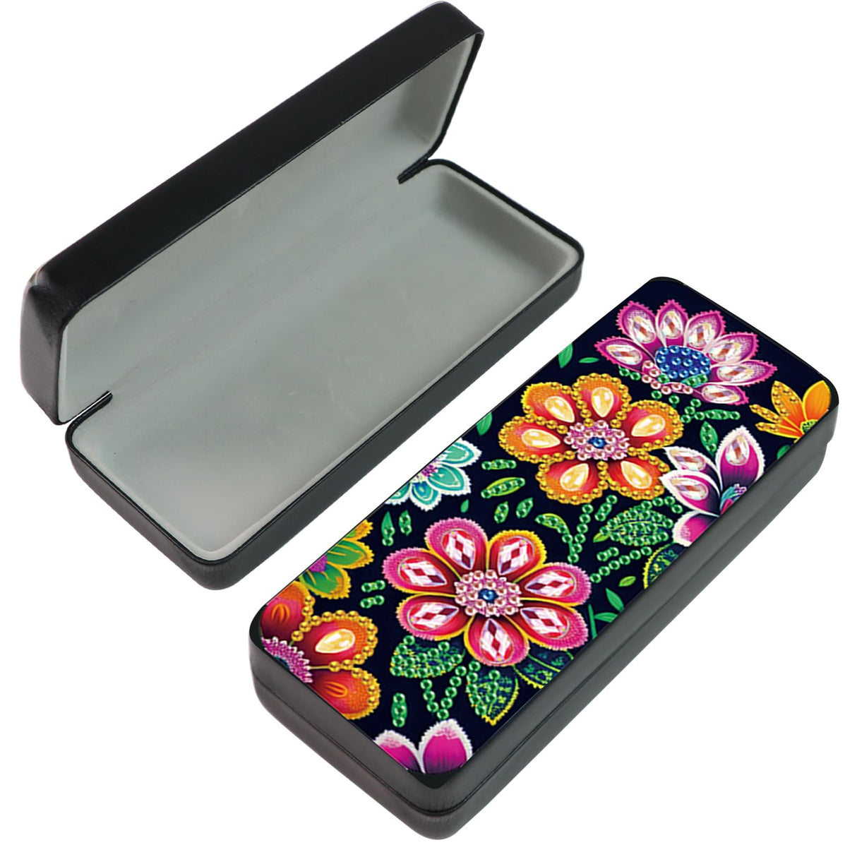 TDFERAN Diamond Painting Sunglasses Case 16x6.5cm Hard Shell Shockproof Sport Glasses Case Eyeglasses Holder Paint by Numbers Kit for Adults Sunglasses Case Reading Hard Glasses Cases Flowers TDFERAN