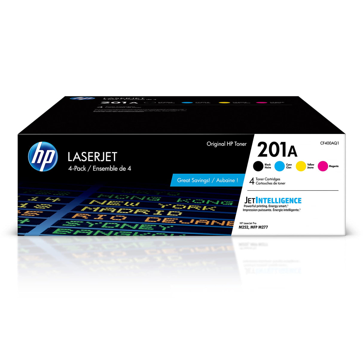 HP 201A Black, Cyan, Magenta, Yellow Toner Cartridges (4-pack) | Works with HP Color LaserJet Pro M252, HP Color LaserJet Pro MFP M277 Series | CF400AQ1 HP