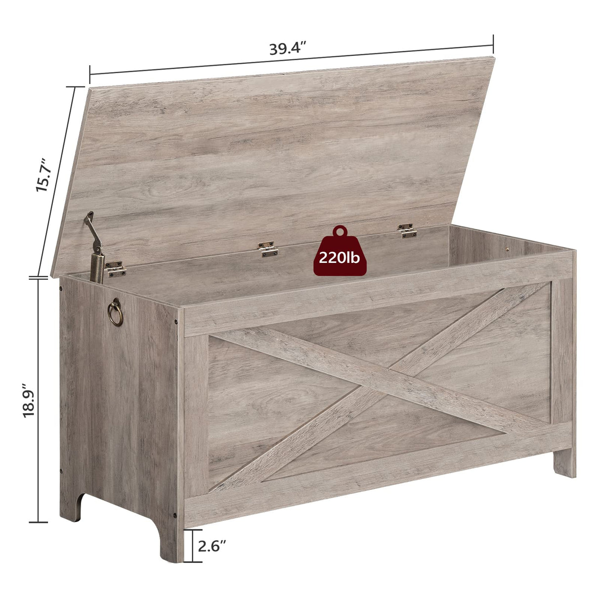 MAHANCRIS 39.4" Toy Chest, Sturdy Entryway Storage Chest with Safety Hinges, Retro Toy Box, Wooden Look Accent Furniture for Living Room, Bedroom, Greige SCHG48101 MAHANCRIS